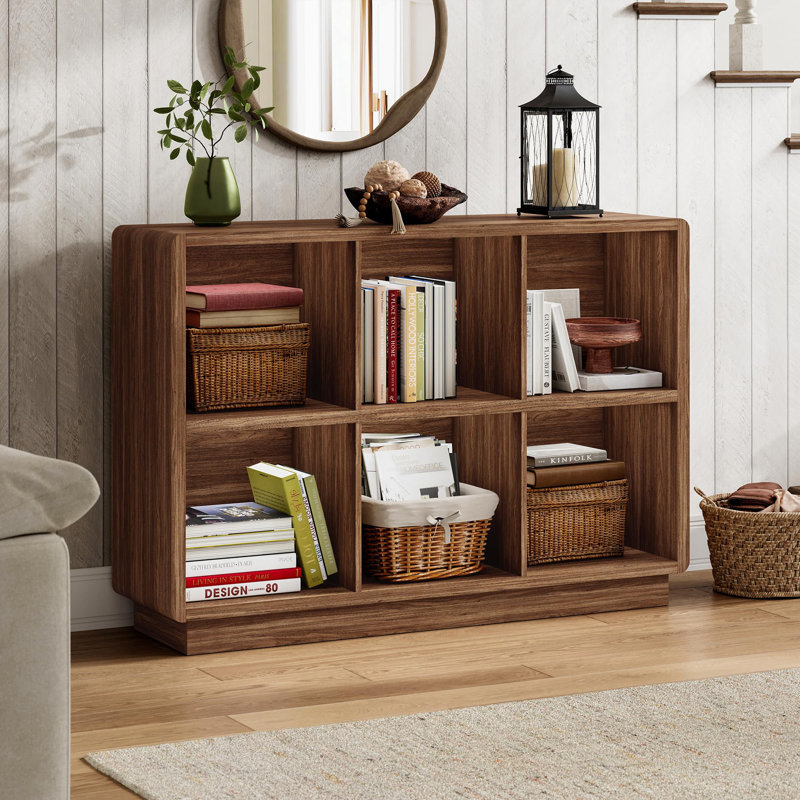 Bibliothèque en bois avec rangement, Brun noyer