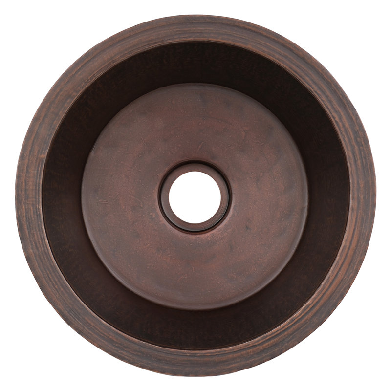 14" Round Hammered Bar Sink w/ 2" Drain Opening