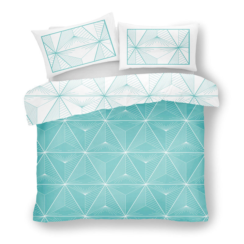 Mifflinville Cotton Blend, Polyester Geometric Shapes Duvet Cover Set with Pillowcases, Double - 2 Standard Pillowcases, Blue
