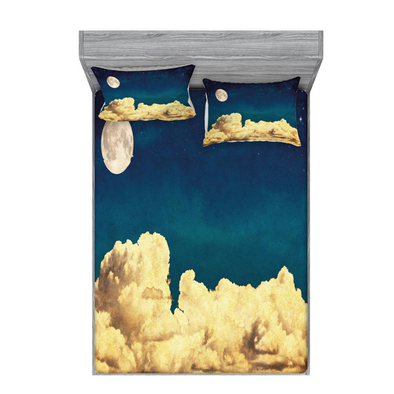 Ensemble de draps Fantasy Sky Stars, Ensemble de draps pour lit double avec un drap-hou