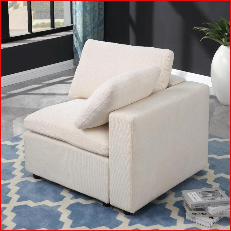 Ensemble de canapé modulaire modulaire faisant face à la droite - Canapé de salon minimaliste moderne en chenille beige avec structure en bois massif | Beige | Chenille | Bois massif