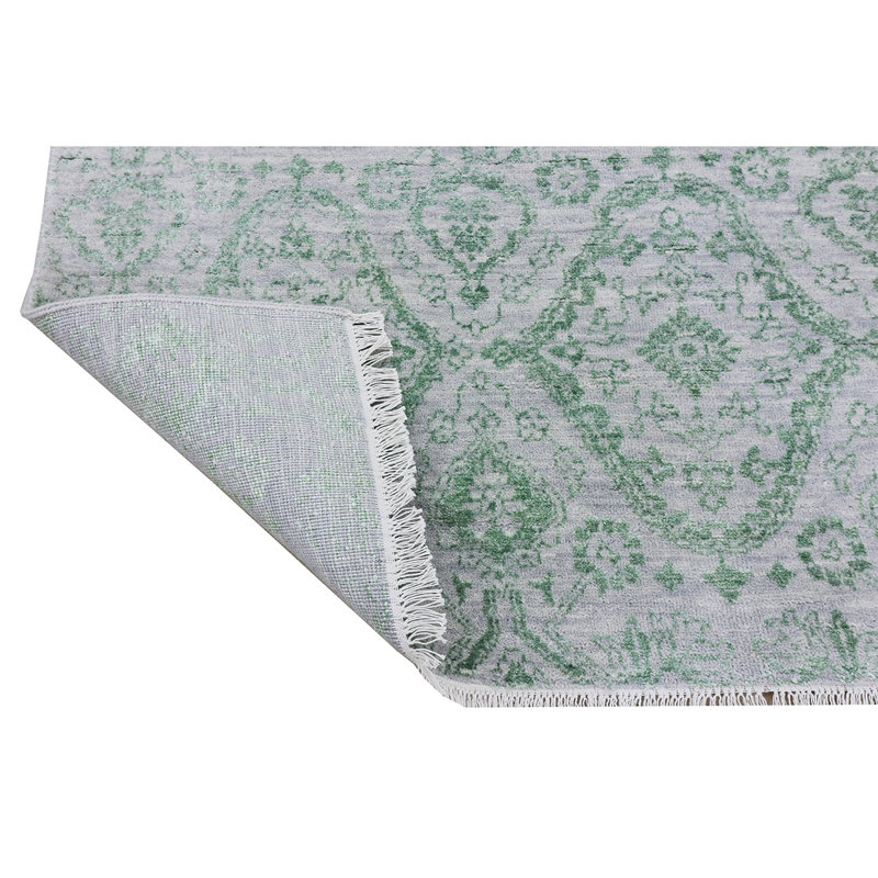 Geometric Area Rug in Silver/Light Green, Rectangle 9' x 12'