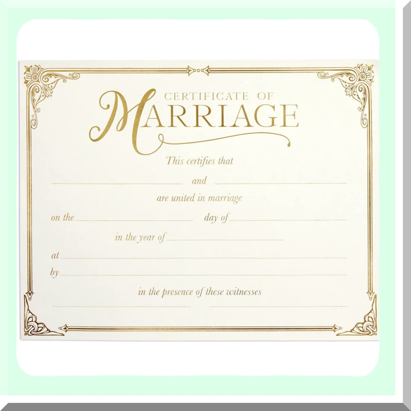 Elegant Wedding Certificate Papers for Nuptials