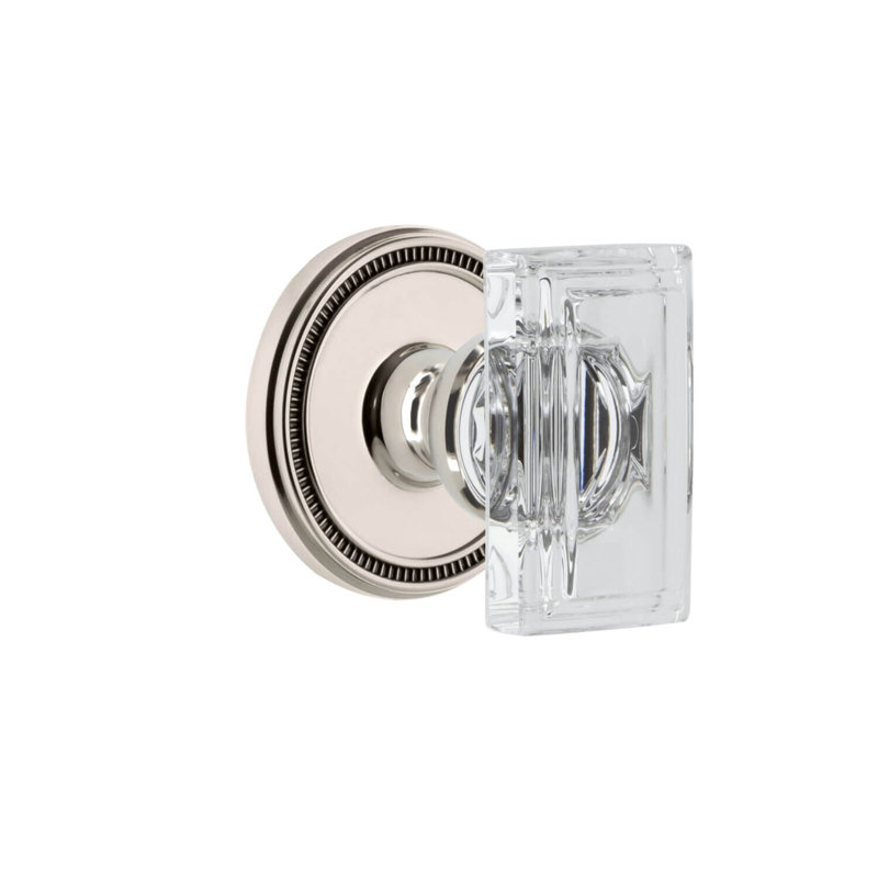 Rosette Grandeur Soleil avec poignée en cristal Carré, Nickel poli