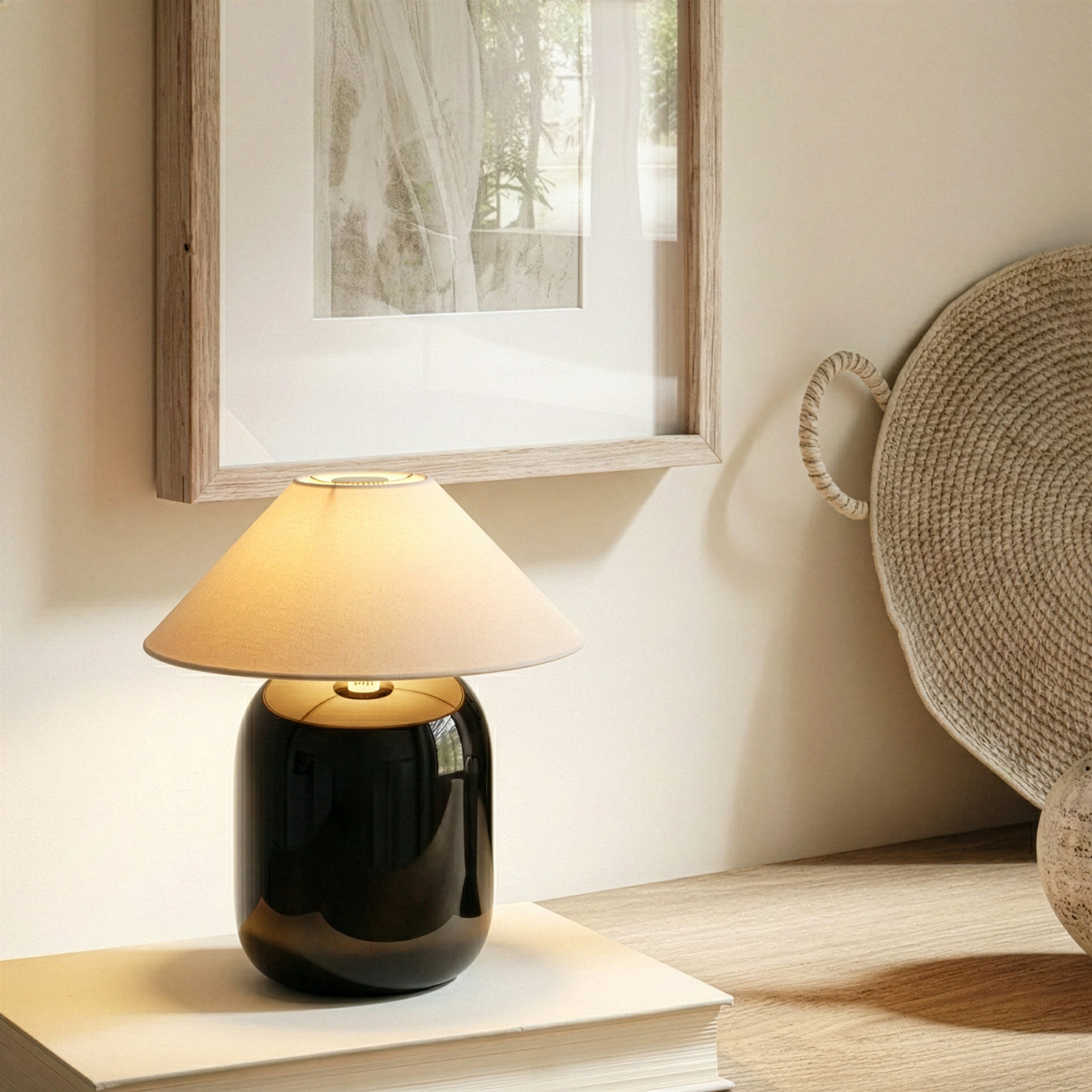 Carothers Ceramic Bedside Lamp, Black, Black