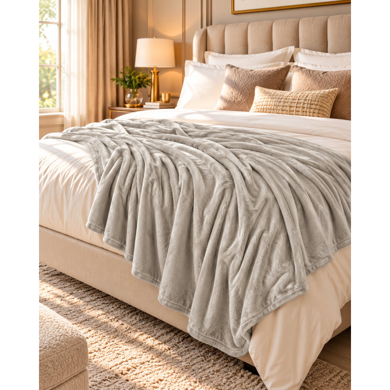 Fleece Throw Blanket Super Soft Warm Cosy Sofa Settee Bed Cover for Couch Living Room and Bedroom, 240cm W x 270cm L, Mink