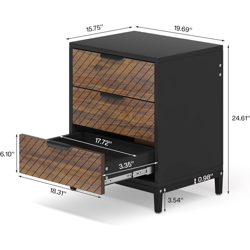 Seaward Metal Nightstand, Brown/Black, Set of 2