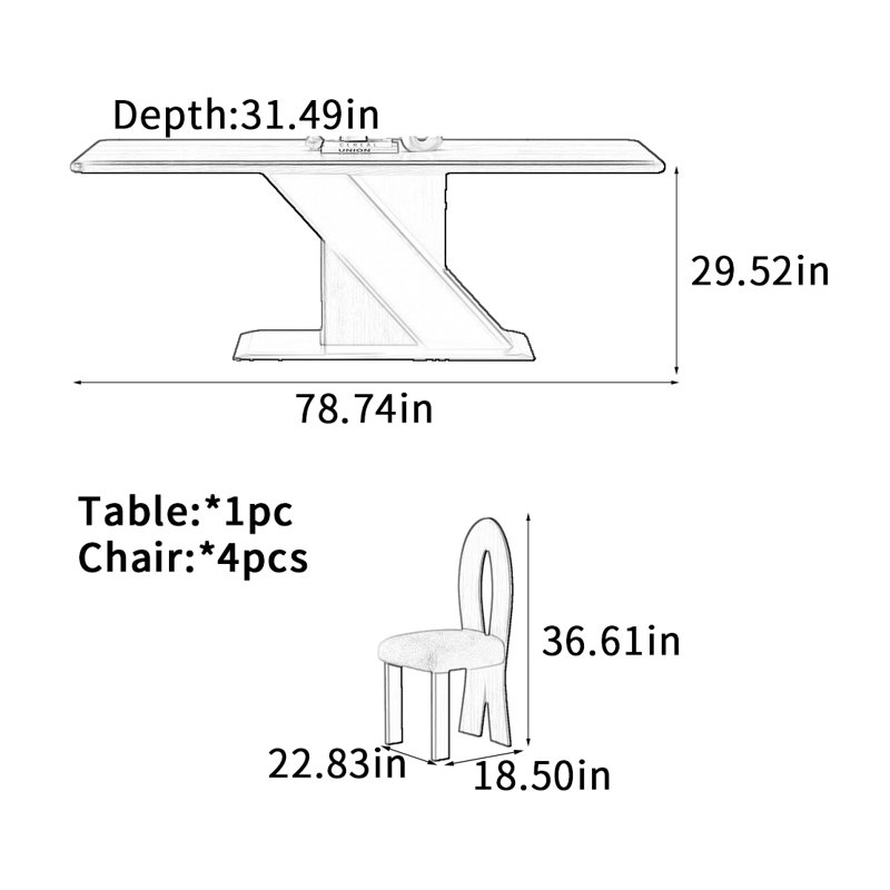 Table de salle à manger en bois massif de style médiéval, H 29,52 po x l 31,49 po x P 78,74 po