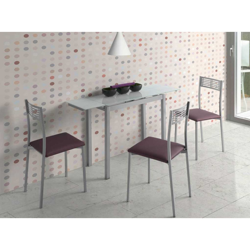 Grafals Extendable Glass Top Metal Base Dining Table, White