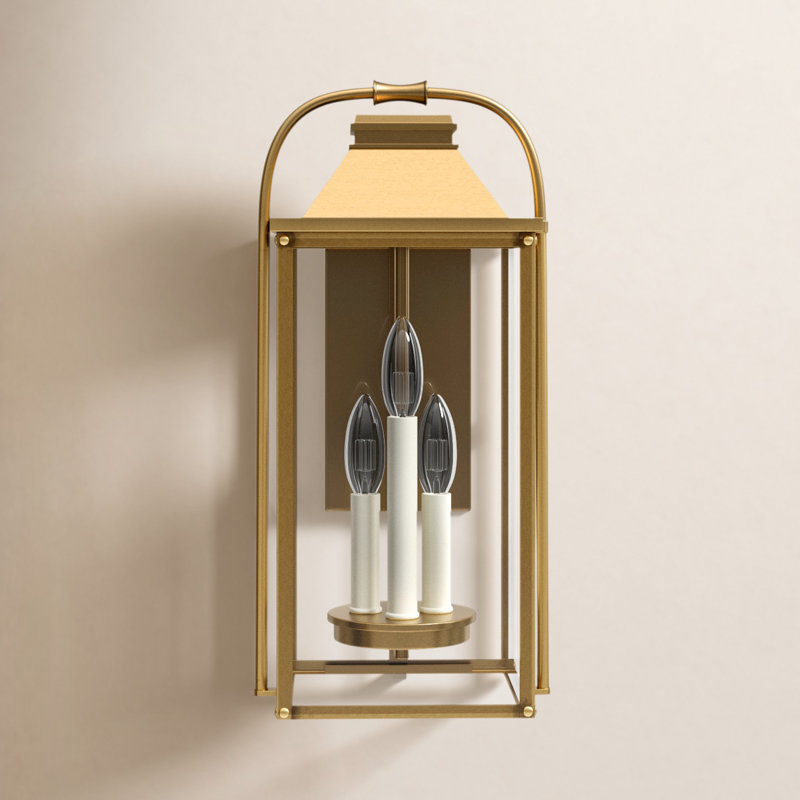 Newson Aluminium Wall Light, 18.25" H x 8.75" W x 7.5" D, Painted Distressed Brass