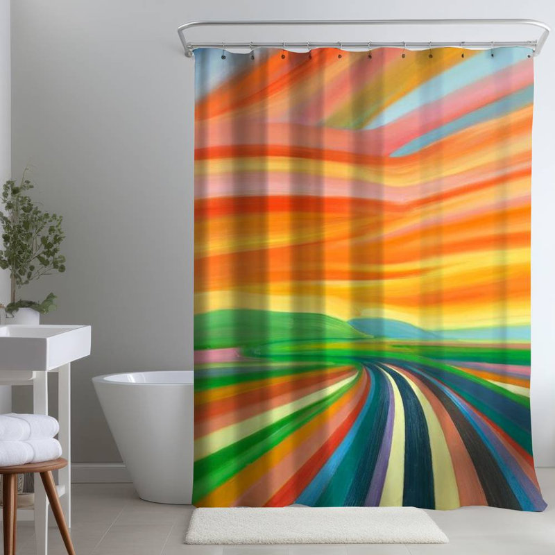 Shower Curtain LA88 – Polyester Shower Curtain, Dye Sublimation Print, 71" W × 74" L