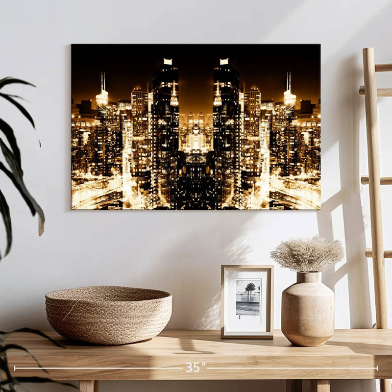 NYC Reflection - Night Skyline II, 16" H x 24" W