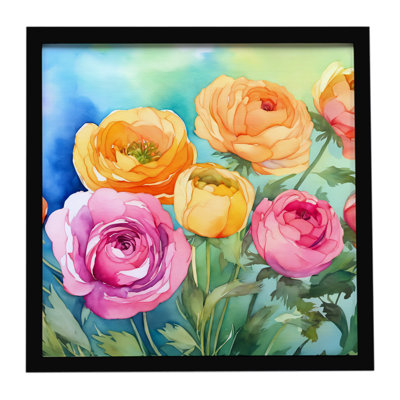 Renoncule à l'aquarelle, reproduction d'art encadrée