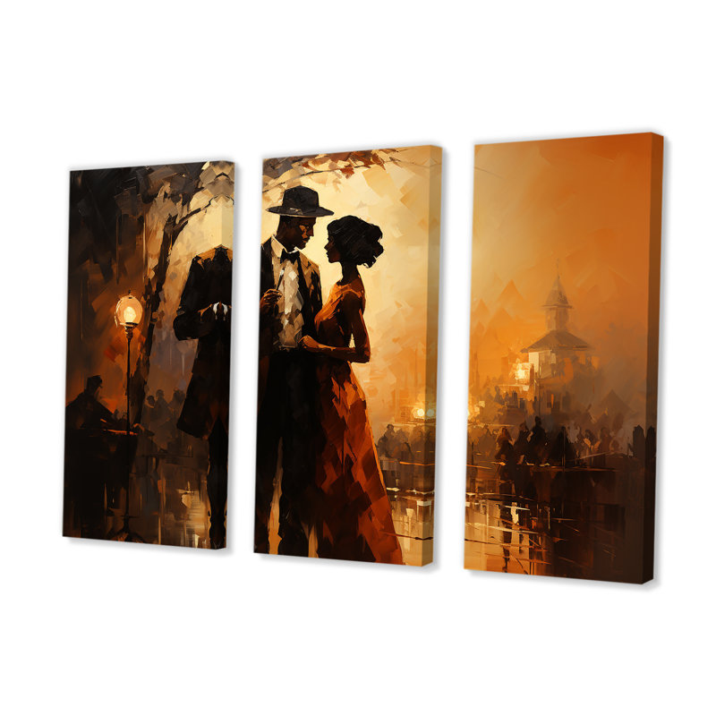 «Harlem Renaissance Romantic Rendezvous I» - ensemble d'art Harlem Renaissance, H 40 po x l 60 po