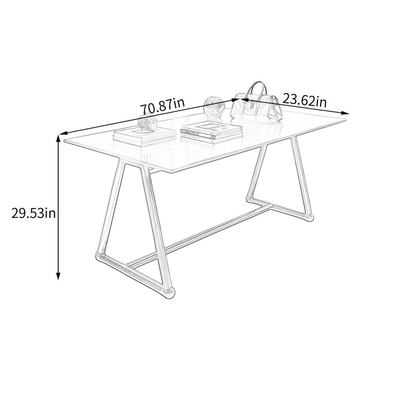 Table de présentation en acier inoxydable, H 29,53 po x l 70,87 po x P 23,62 po