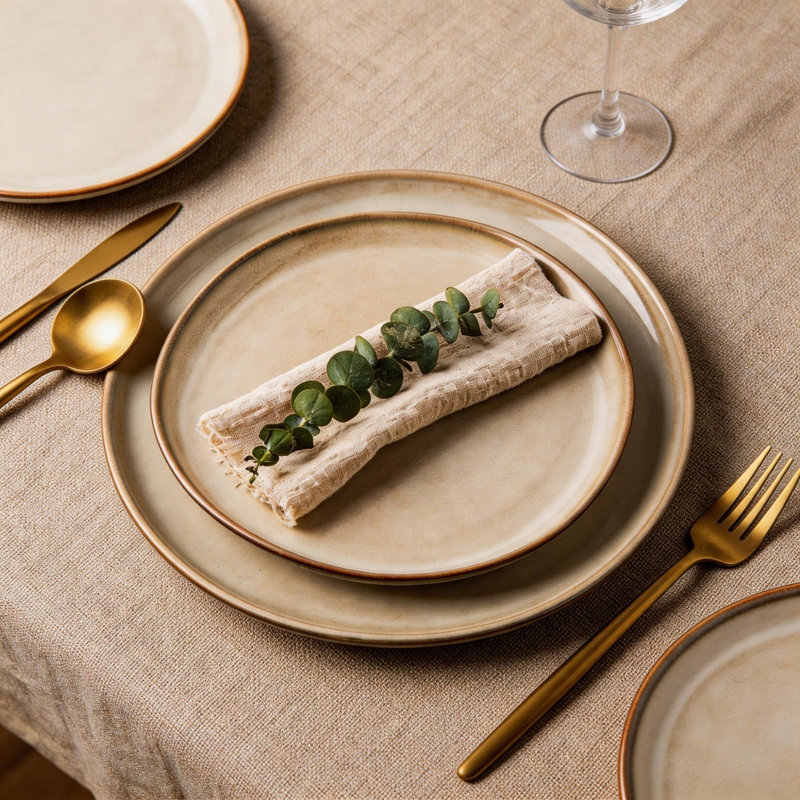 Ensemble de 6 assiettes en grès réfractaire 10,5 pouces fabriquées à la main en grès réactif, de forme rustique, résistantes aux égratignures, vont au micro-ondes et au lave-vaisselle