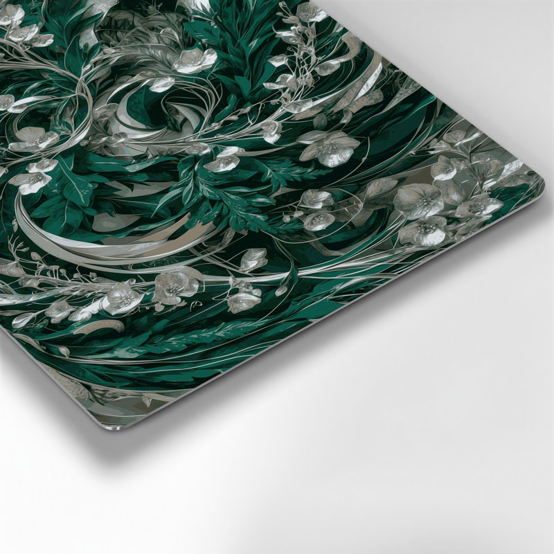 Art mural abstrait vert 67 fleurs en métal, H 11 po x l 14 po