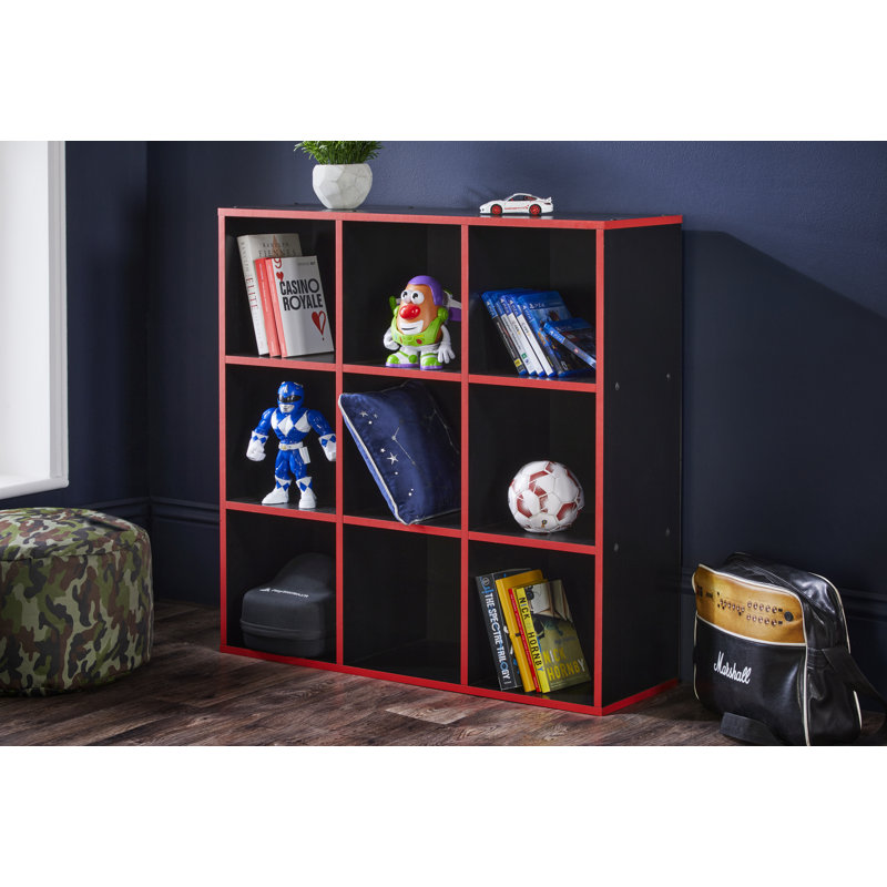 Marziah 92cm W Manufactured Wood Shelving Unit, Black/Red