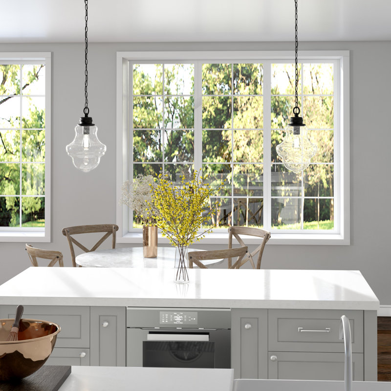 Annie 1 - Light Single Pendant, Black, Seeded Glass