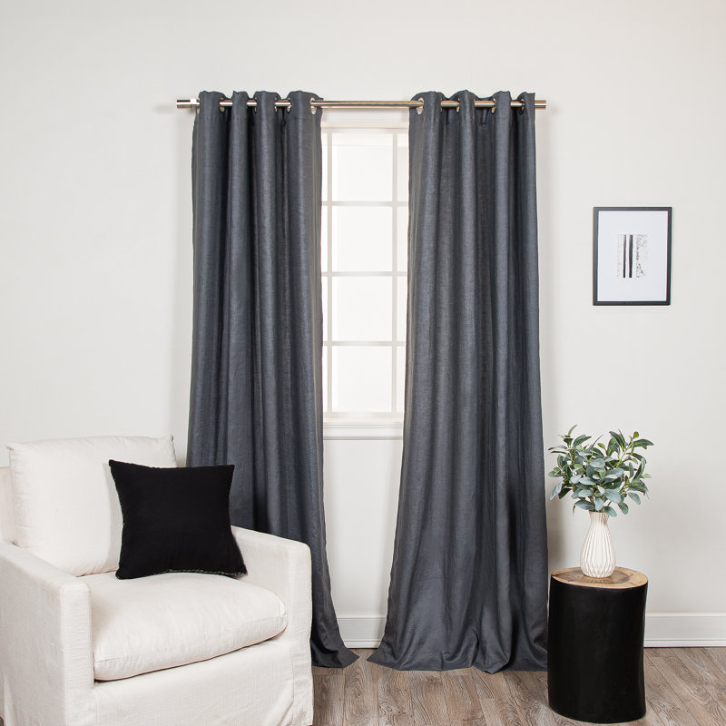 Paire de rideaux obscurcissant avec œillets Gricelda, Gris foncé