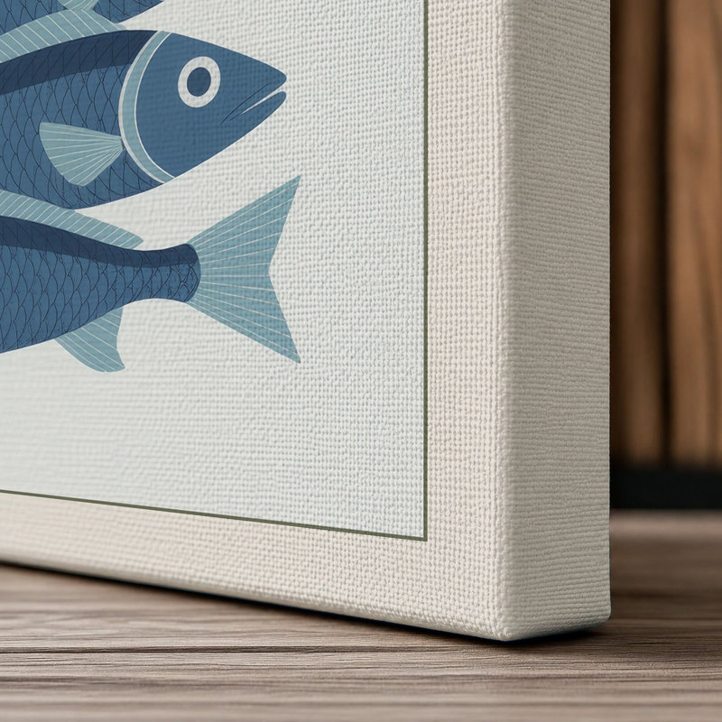 Six Fish Study Coastal - Print, 30x20 - 76.2 x 50.8 cm, Cream Border