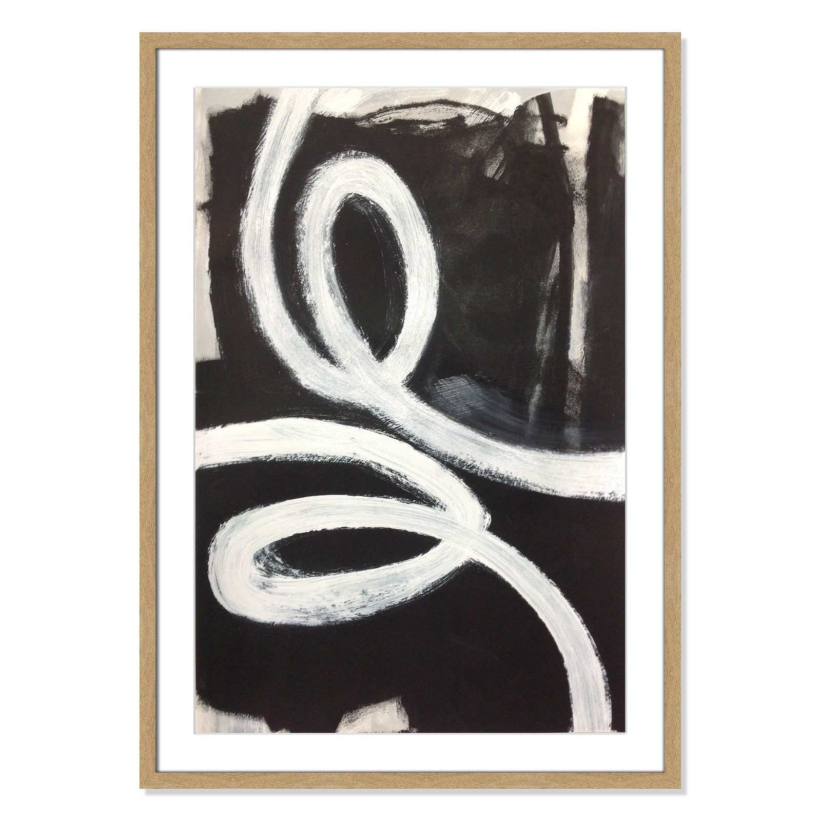 Bronte "Swirly Swirls I" Print, 35.5" H x 25.5" W x 2" D, Natural Woodgrain Box Framed, No