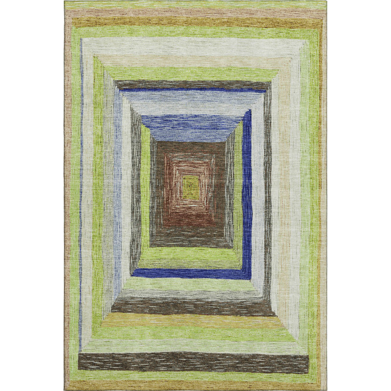 Tapis géométrique de qualité supérieure lavable à la machine Millbrook AMF1957, Rectangle 10 pi x 14 pi