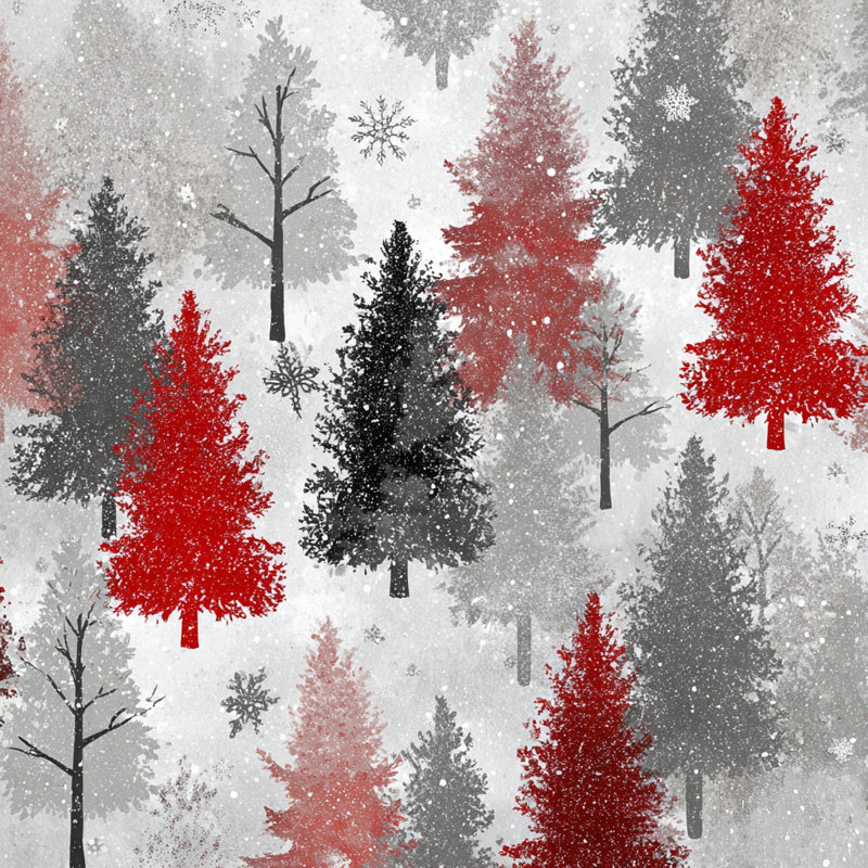 Snowfall Pine Pattern Wrapped Canvas Wall Art, 12" H x 12" W