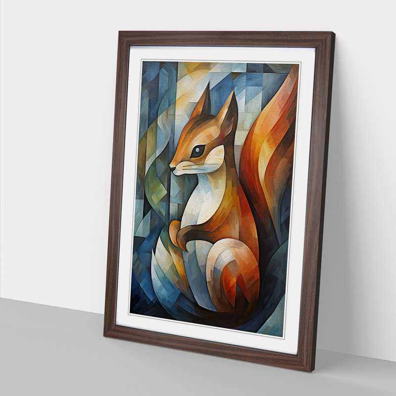 Squirrel Abstract Framed Print, Walnut , 34cm H x 25cm W x 2cm D