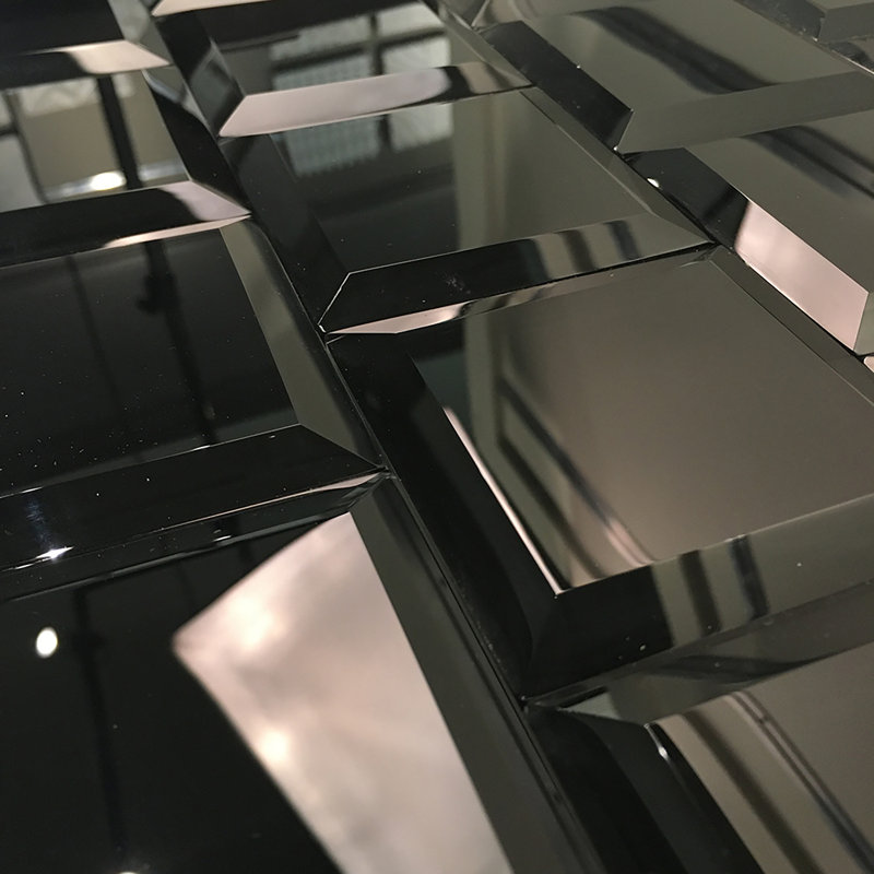 Genoa 3" x 3" Beveled Glass Wall Tile, Gunmetal