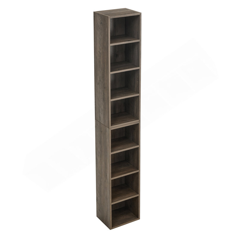Étagère de rangement multimédia à 8 niveaux, armoire de rangement compacte CD DVD avec tablettes réglables, bibliothèque haute étroite pour le bureau à domicile, bibliothèque multifonctionnelle à deux étages