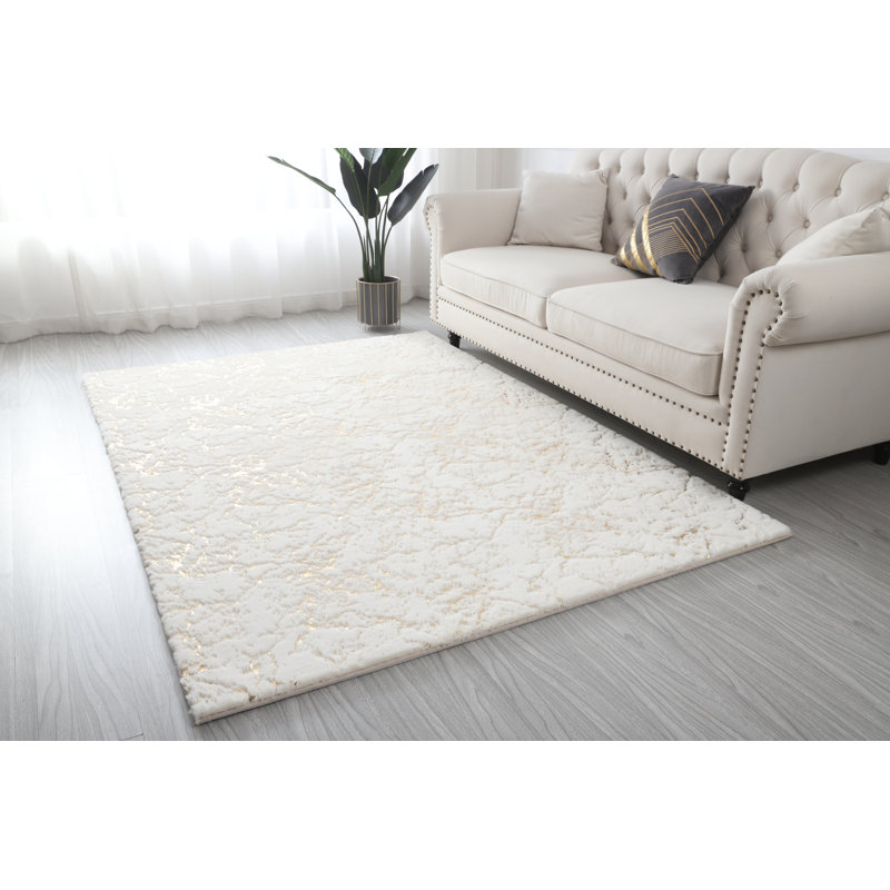 Tapis blanc Brosy, Rectangle 5 pi x 7 pi