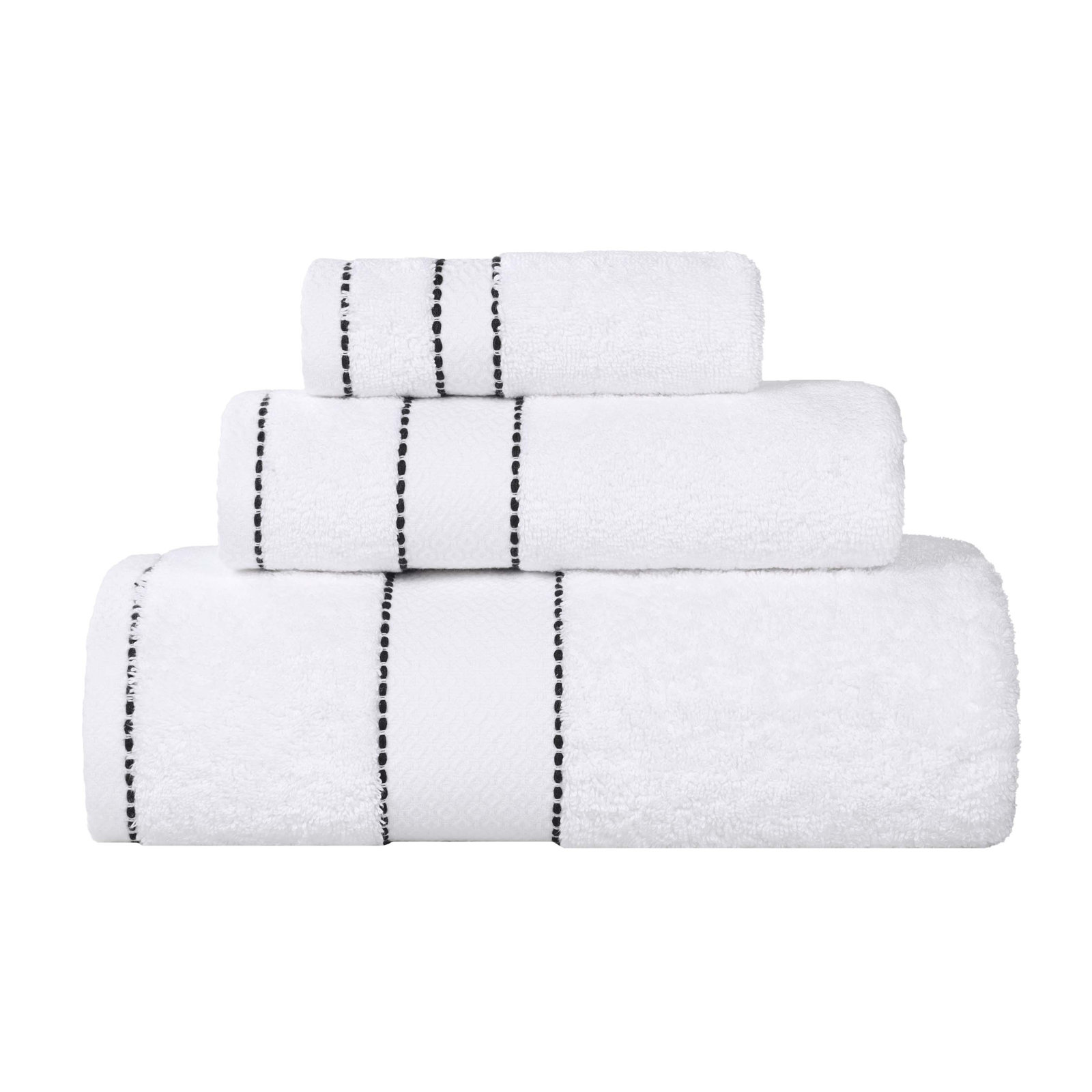 Niles 3-Piece Giza Cotton Towel Set, White/Black