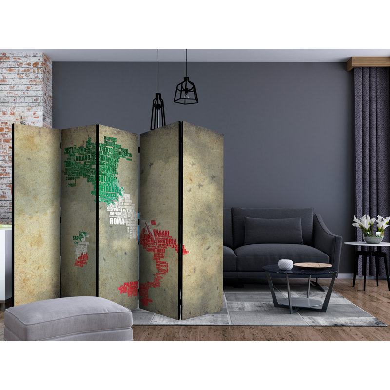 Budde 225cm W x 172cm H 5 - Panel Solid Wood Folding Room Divider