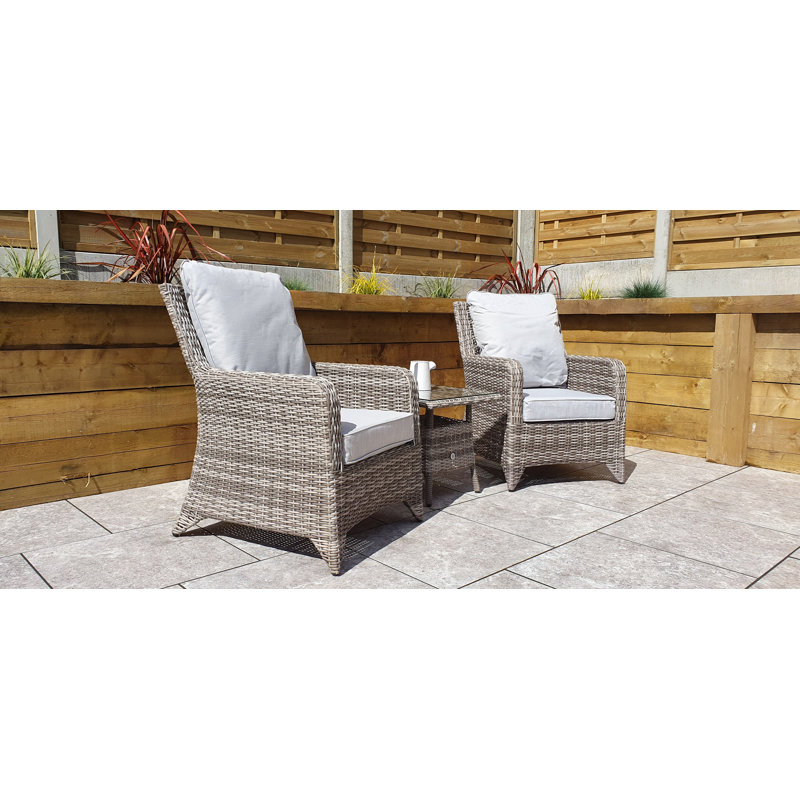 Dunnes 2 Seater Rattan Conversation Set, Light Grey