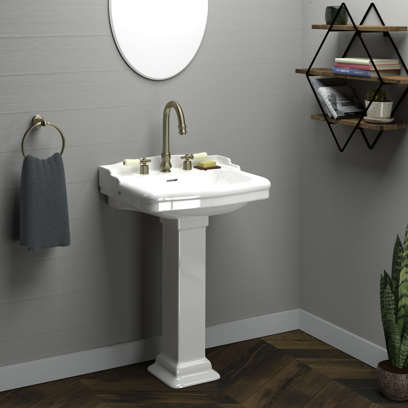 Barclay Stanford 15'' Vitreous China U-Shaped Bathroom Sink with Overflow, White, 6" Centers