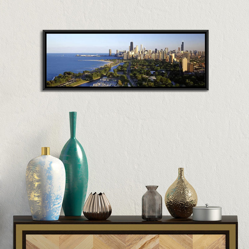 «Chicago, Illinois», reproduction de photo sur toile, H 12 po x l 36 po x P 1,5 po, Toile avec cadre noir