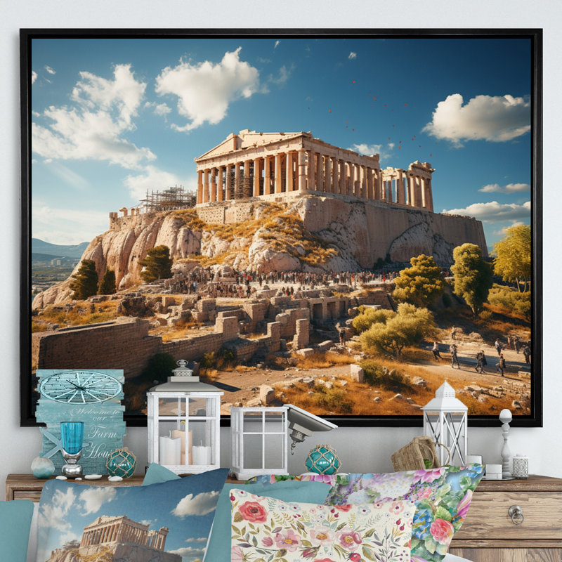 " Greece Acropolis Majesty ", Cadre flottant noir, H 12 po x l 20 po
