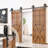 Black Rustic Spoke Wheel Design Non-Bypass Double Barn Door Hardware Kit( Door Not Included)-703793933
