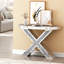 Superbe console haute avec finition en miroir et incrustation de diamant, polyvalente pour divers espaces.