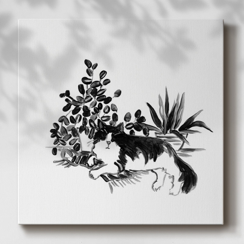 «Purrfect House Plants IV» sur toile, H 32 po x l 32 po x P 1,5 po