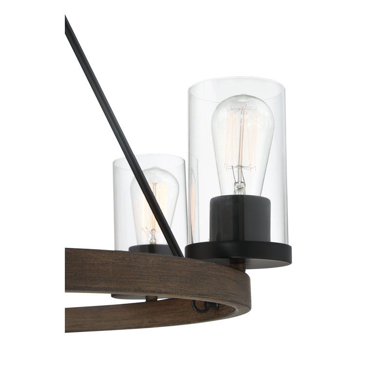 6 - Light Dimmable Wagon Wheel Chandelier, Remington