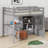 Multiple Functions Wood Loft Bed With L-Shaped Desk，Drawers, Cabinet And Storage Staircase-1771409397