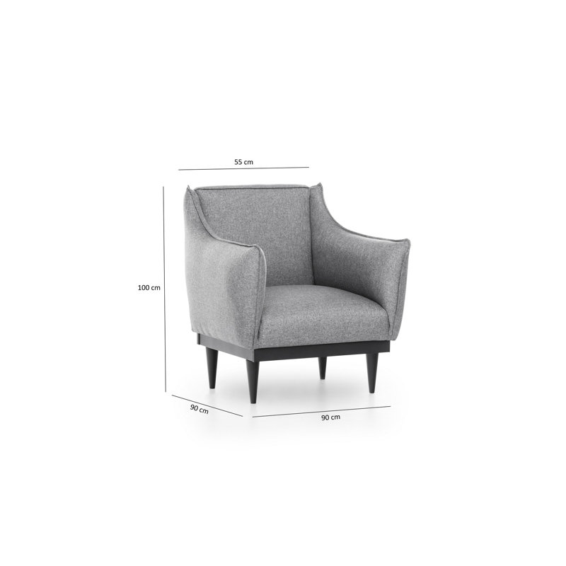 Fauteuil en lin 78,74 po Belclaire, Gris