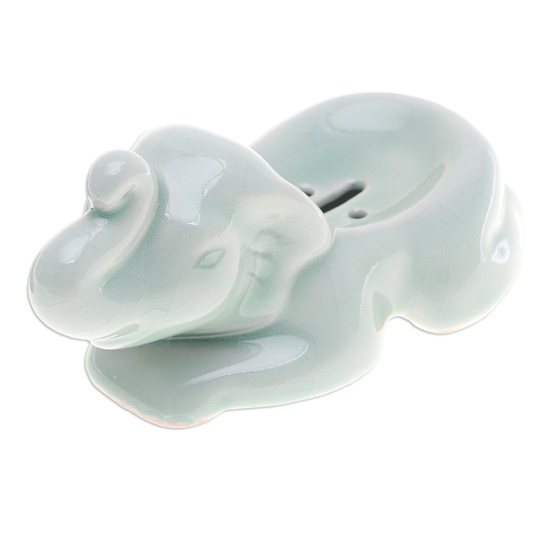 Handmade Elephant Clean Celadon Ceramic Soap Dish