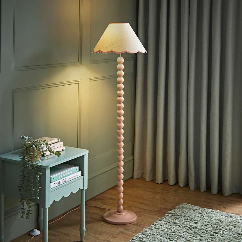 Bobbles 144cm Traditional Floor Lamp, Painted Rose, White/Pink