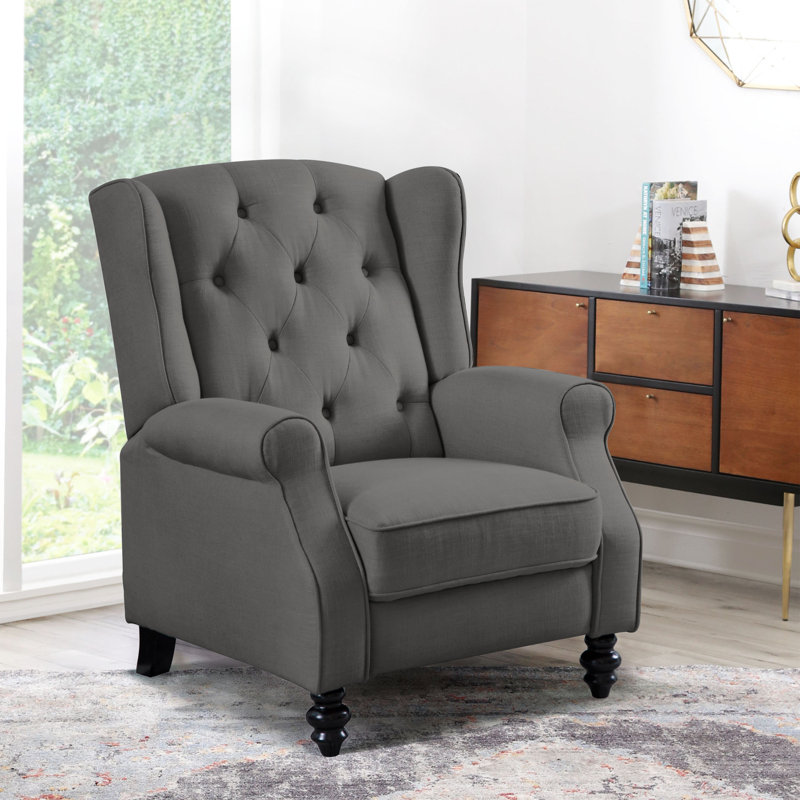 Chih Upholstered Recliner, Charcoal 100% Polyester