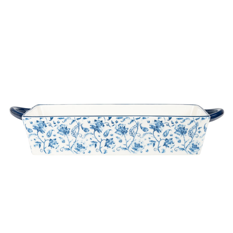Plat rectangulaire Bella Heritage Garden bleu Heritage Garden, 12 po x 8 po, 10 Strawberry Street