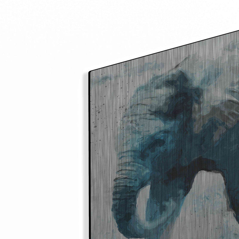 «Elephant» par Linda Woods sur métal, H 12 po x l 12 po