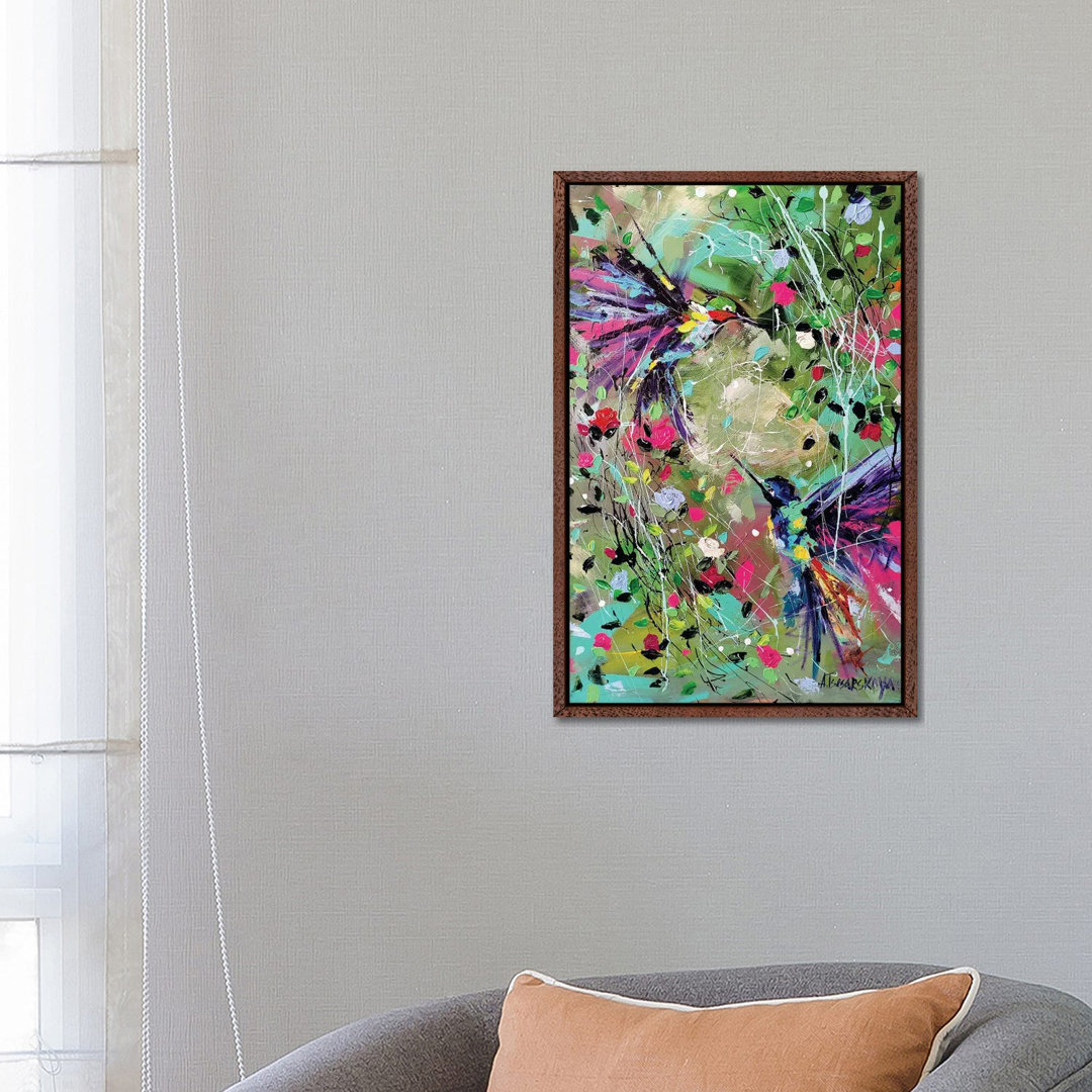 Blumen mit Vögeln von Aliaksandra Tsesarskaya - Galerie- Giclée auf Leinwand